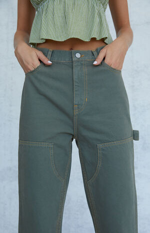 Pacsun Bowen Multi Pocket Carpenter Pants in Olive vine-Green
