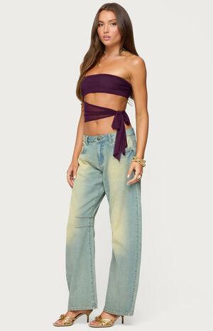 Cayden Low Rise Washed Barrel Jeans image number 4