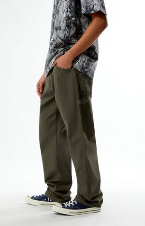 Green Relaxed Fit Duck Carpenter Pants image number 2