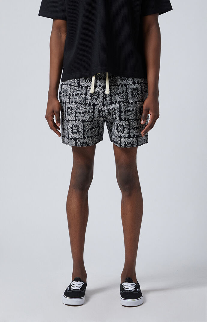 Pacsun Black Paisley Tapestry Shorts