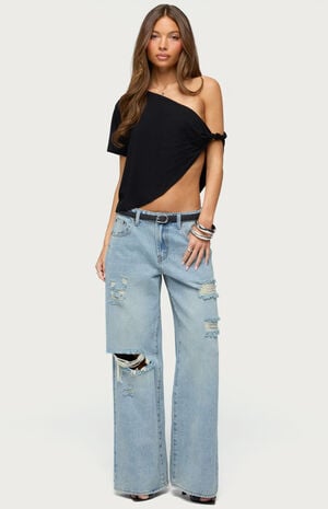 Asymmetric Twisted Off-The-Shoulder Top image number 4