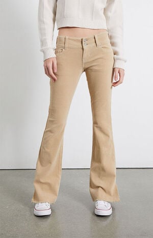 Brown Corduroy&nbsp;Low Rise Bootcut Jeans image number 2