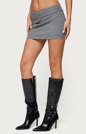 Havana Grommet Ribbed Foldover Mini Skort image number 2