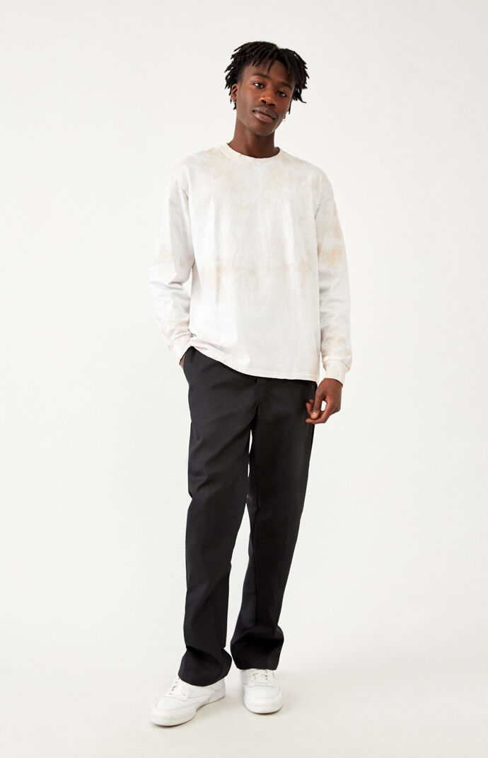 Tan & White Crystal Wash Long Sleeve T-Shirt