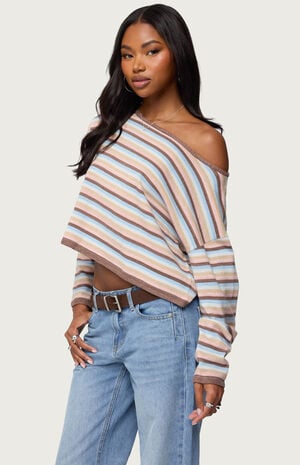 Alexis Off Shoulder Striped Knit Top image number 2