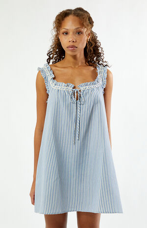 Striped Tie Front Mini Dress image number 3