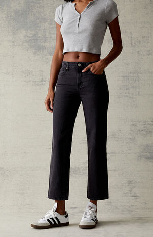 Black Stretch '90s Straight Leg Jeans image number 2