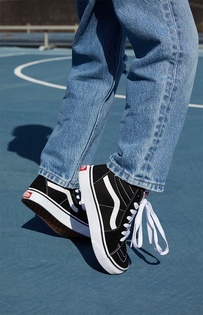 Vans Kids Black White Sk8 Hi Shoes PacSun