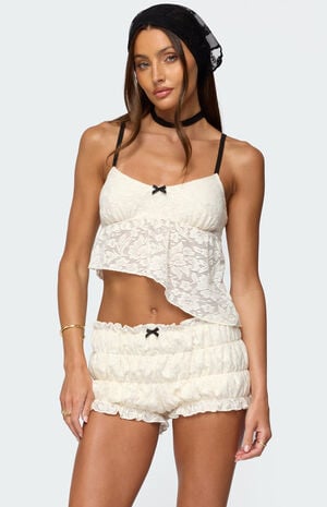 Este Asymmetric Textured Lace Top image number 1