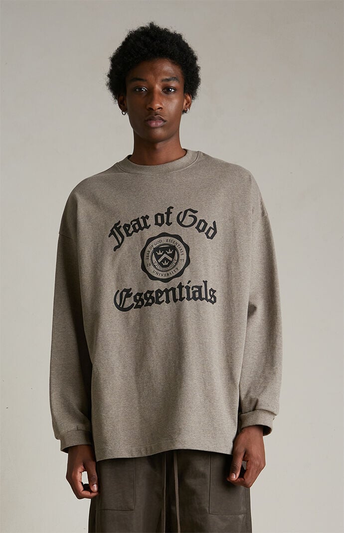 Fear of God ESSENTIALS Heather Grey Heavy Long Sleeve T-Shirt