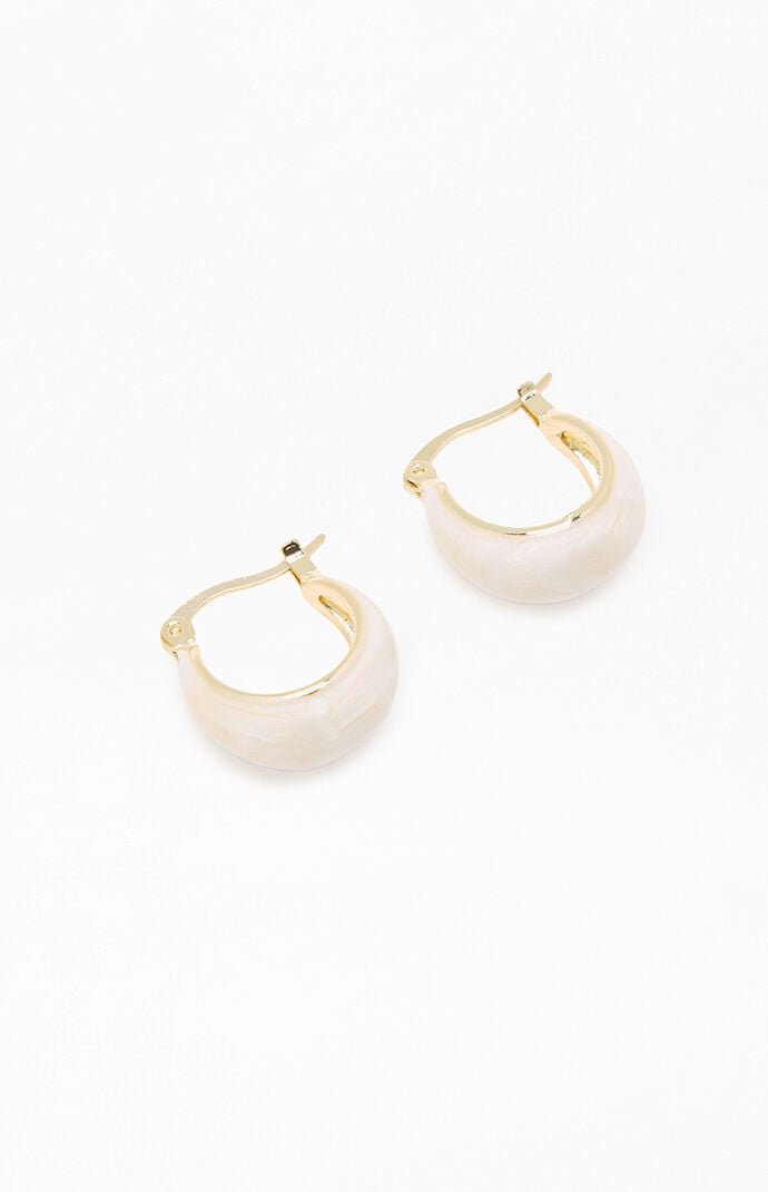 John Galt White Small Chunky Hoop Earrings