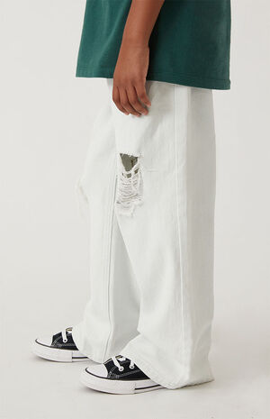 Light Blue Distressed Baggy Jeans image number 3