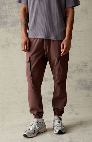 Performance Brown Slim Cargo Jogger Pants image number 1