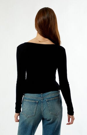 Charlie Deep V Long Sleeve Fit & Flare Top image number 4