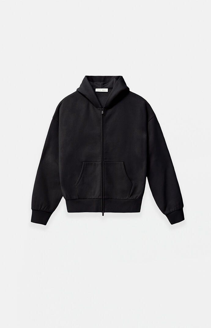 Fear of God ESSENTIALS Kids Jet Black Full Zip Fleece Hoodie