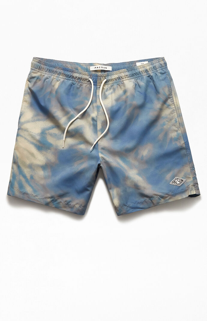 Tan Marbled 17" Swim Trunks