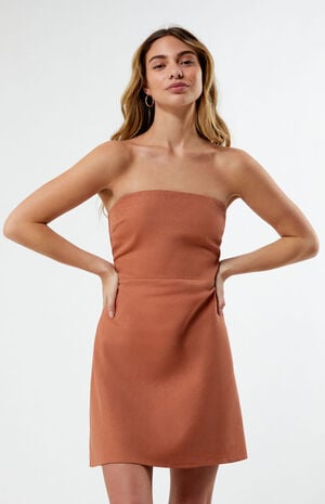 Strapless Linen Mini Dress image number 3