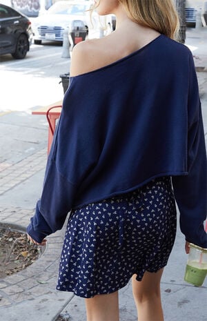 Navy Wide Neck Sweater image number 4