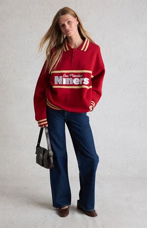 x NFL SF 49ers Long Sleeve Polo Sweatshirt image number 5