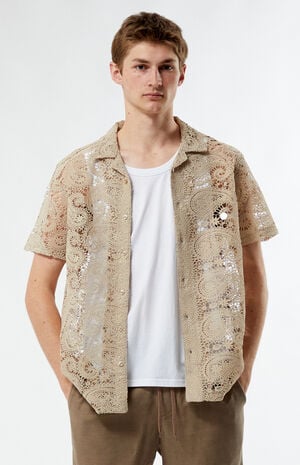 Lace Paisley Woven Camp Shirt image number 1