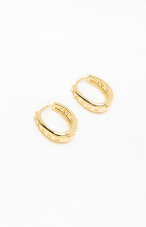 14K Gold Plated Oval Hoop Earrings image number 4