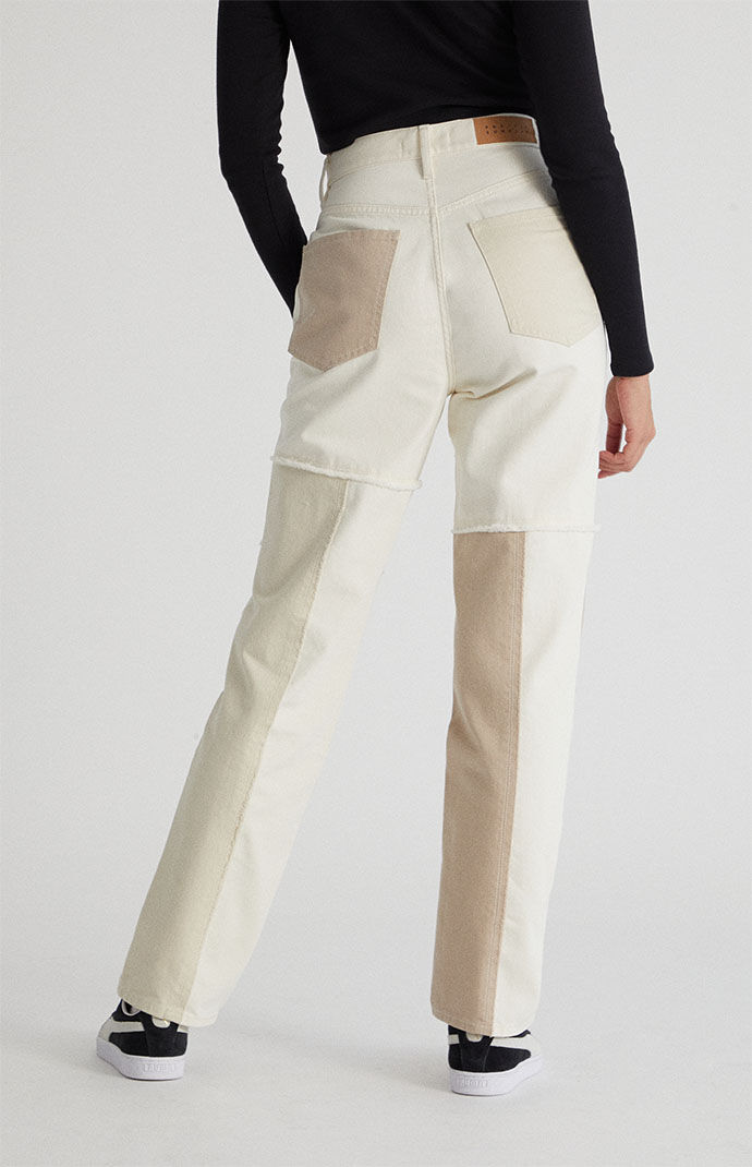 PacSun Eco Off White Patchwork Dad Jeans | PacSun PacSun Eco Off White Patchwork Dad Jeans | PacSun