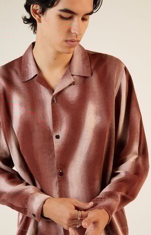 Printed Long Sleeve Cropped Camp Shirt image number 2