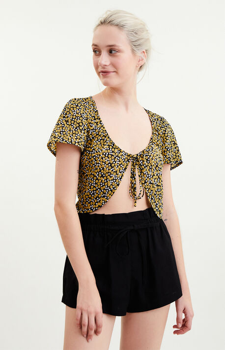 Daisy Tie Front Top