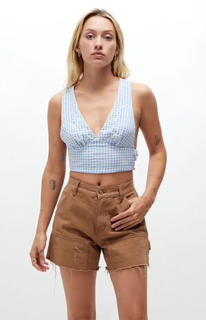 Plaid Crossover Back Tank Top image number 1