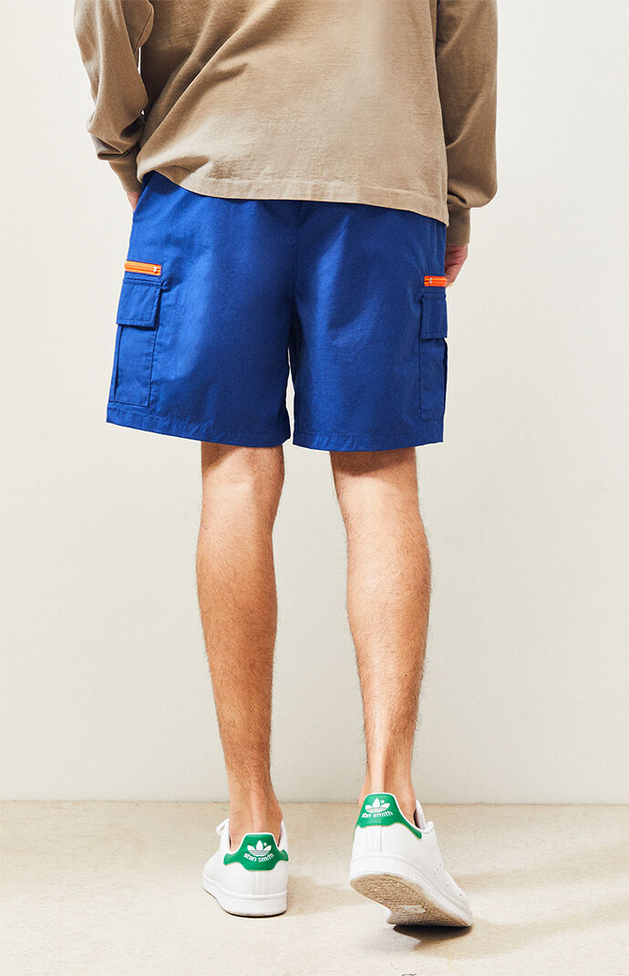 Blue Nylon Cargo Shorts