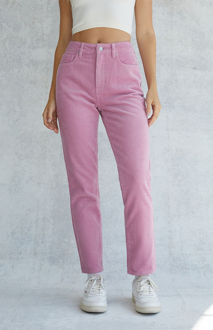 Mauve Corduroy Mom Jeans