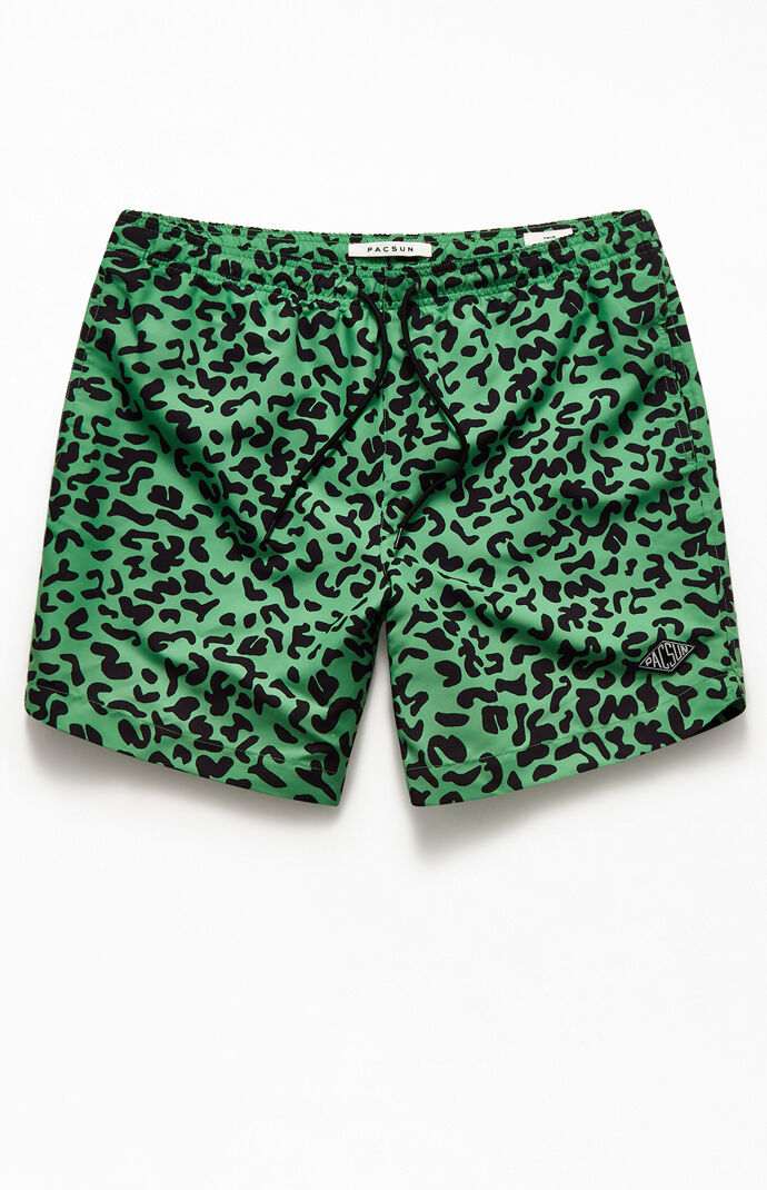 Green Cheetah 17" Swim Trunks