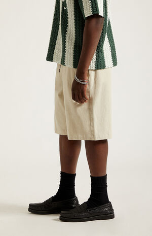 Cream Linen Shorts image number 4