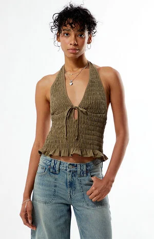 Liz Smocked Halter Top image number 3