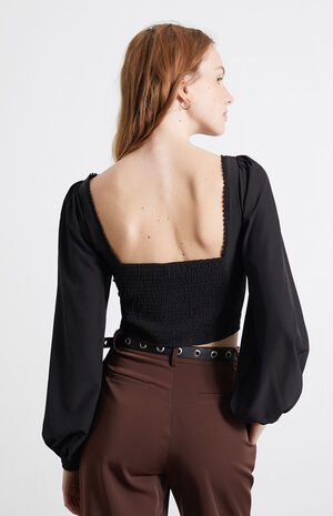 Bustier Woven Long Sleeve Top image number 4