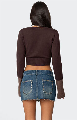 Color Block Flared Sleeve Cardigan image number 5