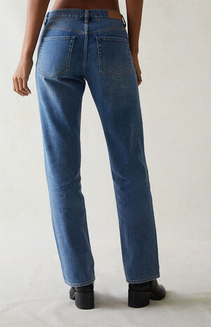 Dark Blue Low Rise Boyfriend Jeans image number 4