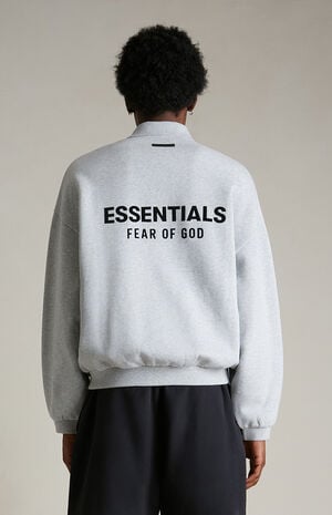 Light Heather Grey Fleece Polo Sweatshirt image number 4