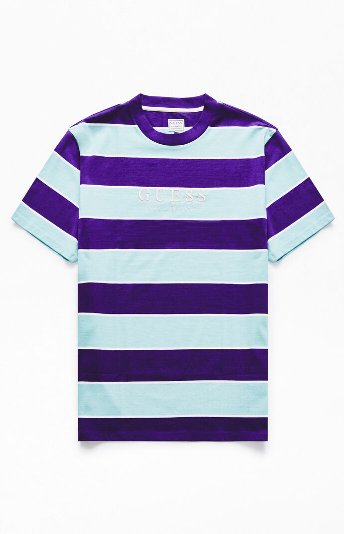 guess striped shirt blue