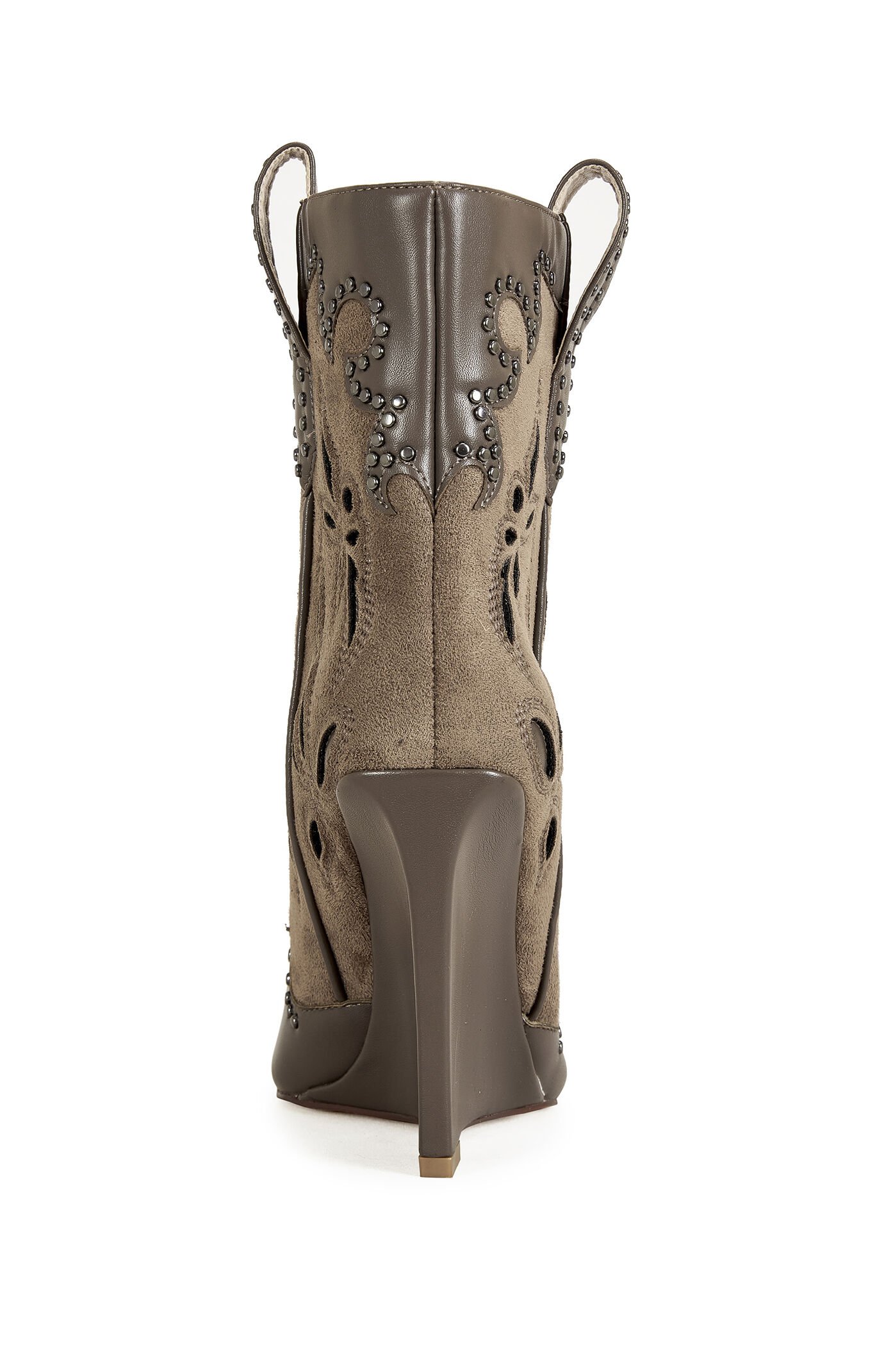 AZALEA WANG Talayah Brown Western Wedge Booties