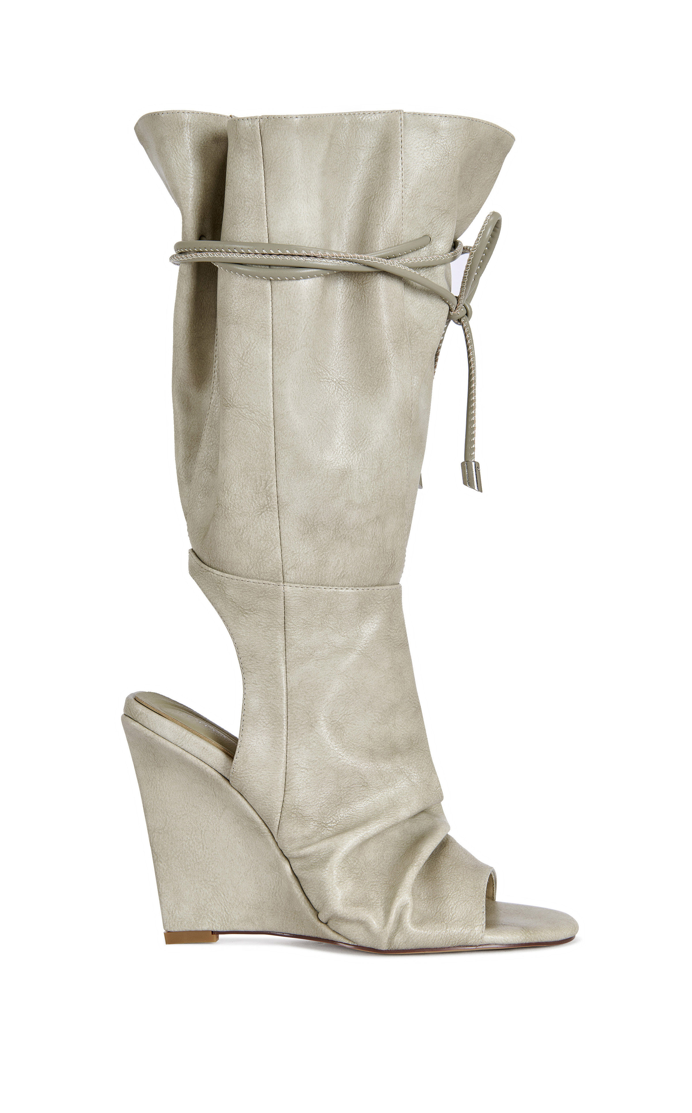 AZALEA WANG Women's Vailen Grey Slouch Wedge Sandal Booties
