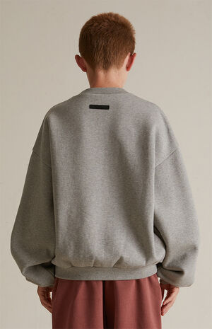 Kids Dark Heather Oatmeal Fleece Crew Neck Sweatshirt image number 4