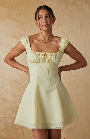 Maggie Tie Front Ruched Mini Dress