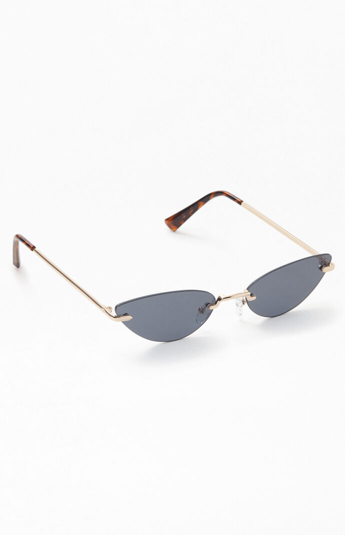 Pacsun Black Narrow Metal Cat Eye Sunglasses Pacsun