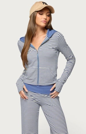 Meggy Striped Zip Up Hoodie image number 1