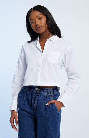 Ariel Cropped Button Down Shirt image number 3