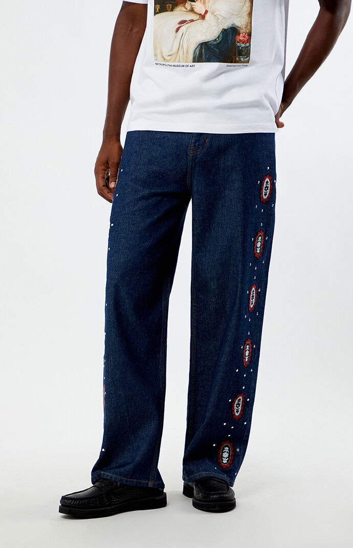 Jent Louis Studded Baggy Denim Pants Y2K Style Used | eBay
