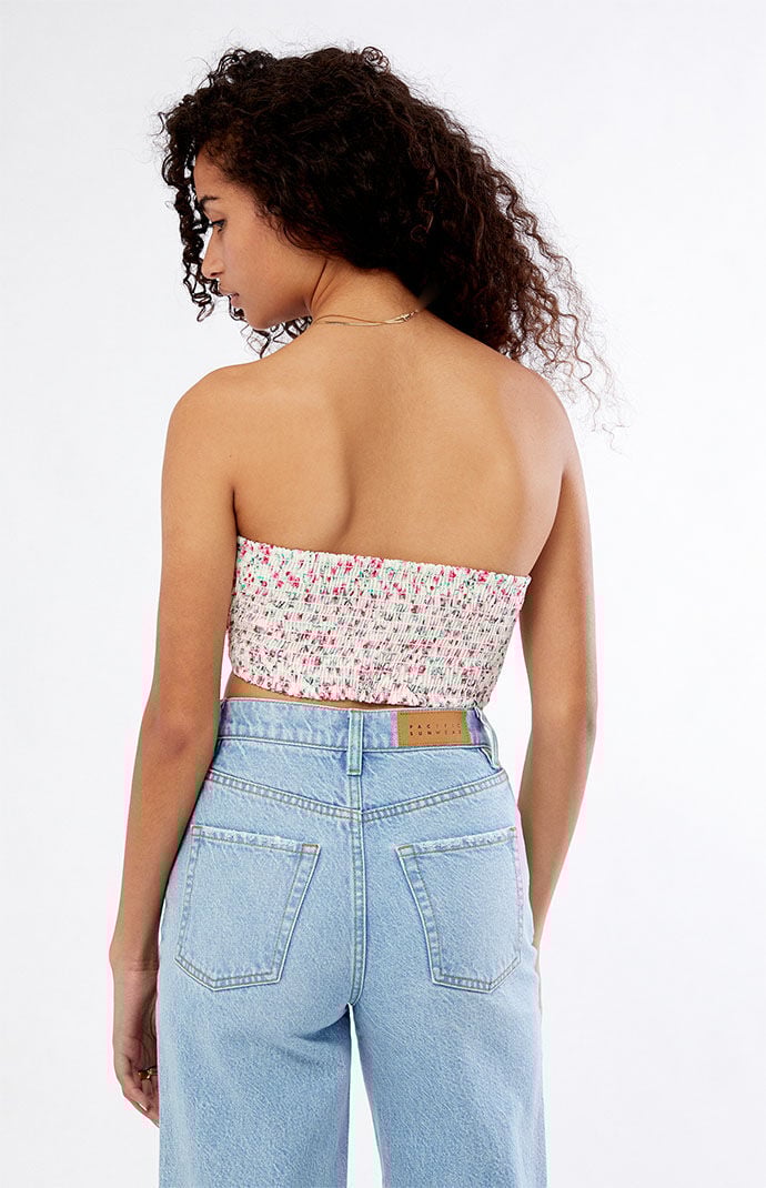 Strapless Floral Challis Tube Top PacSun
