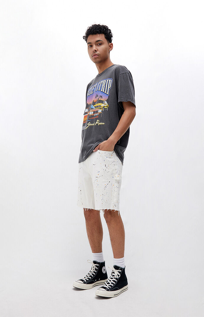 PacSun Cream Carpenter Denim Shorts 