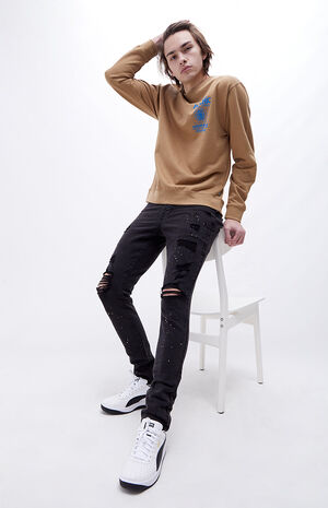 Black Jayson Stacked Ripped Skinny Jeans image number 4